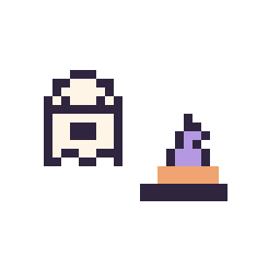 Pixel art Fantôme simple 12 × 12 et Chapeau de sorcière simple 10 × 10, grille 32 × 32