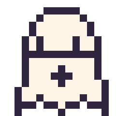 Pixel art Fantôme simple 16 × 16, grille 16 × 16