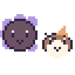 Pixel art Fantominus mini et Roucool mini, grille 32 × 32