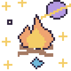 Pixel art Feu de camp dans l’espace, grille 40 × 40