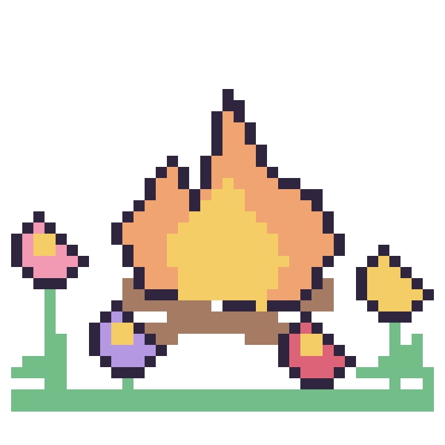 Modèle de pixel art Feu de camp dans le jardin sur une grille de 40 par 40 cases