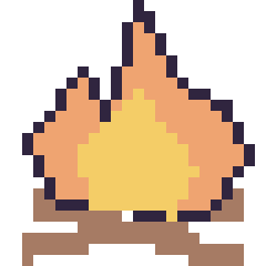 Pixel art Feu de camp, grille 24 × 24
