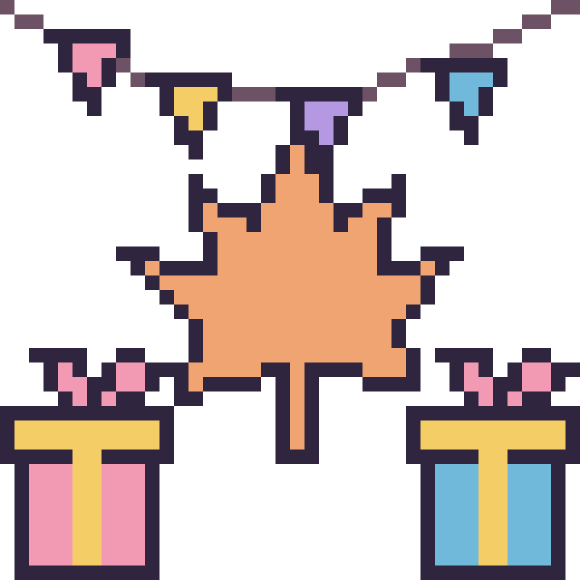 Modèle de pixel art Feuille d'érable pour un anniversaire sur une grille de 40 par 40 cases
