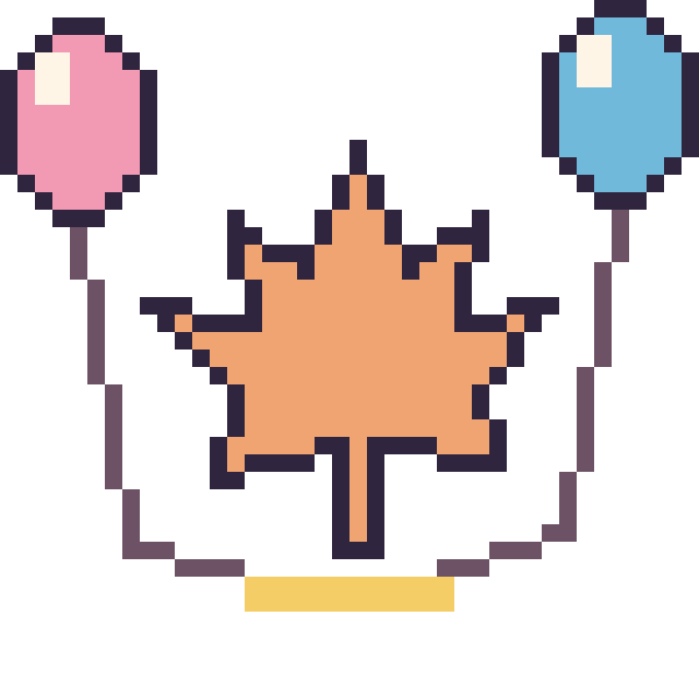 Modèle de pixel art Feuille d'érable avec des ballons sur une grille de 40 par 40 cases