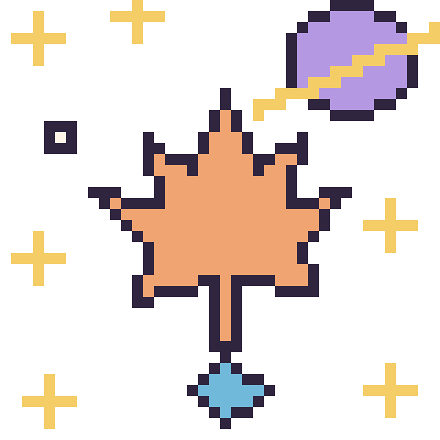 Modèle de pixel art Feuille d'érable dans l’espace sur une grille de 40 par 40 cases