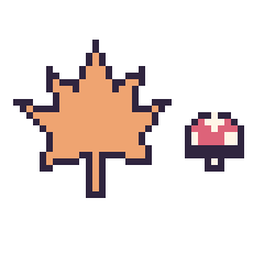 Pixel art Feuille d'érable et Champignon simple 10 × 10, grille 40 × 40