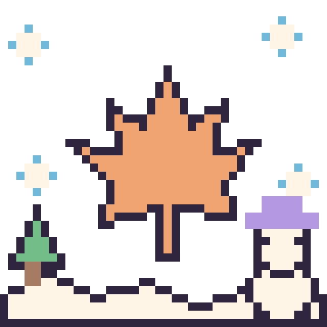Modèle de pixel art Feuille d'érable en hiver sur une grille de 40 par 40 cases