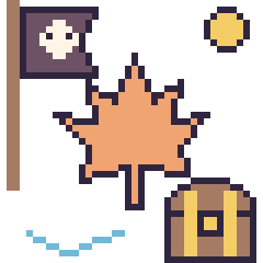 Pixel art Feuille d'érable en aventure pirate, grille 40 × 40