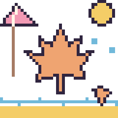 Pixel art Feuille d'érable à la plage, grille 40 × 40