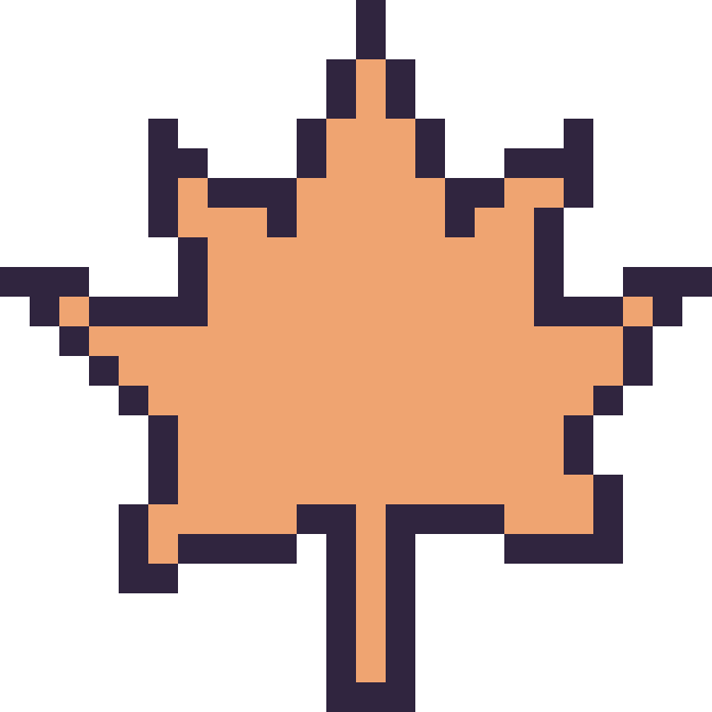 Modèle de pixel art Feuille d'érable sur une grille de 24 par 24 cases