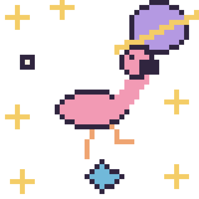 Modèle de pixel art Flamant rose dans l’espace sur une grille de 40 par 40 cases