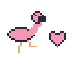 Pixel art Flamant rose et Cœur simple 10 × 10, grille 40 × 40