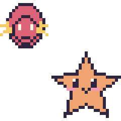 Pixel art Flash mini et Étoile de mer, grille 40 × 40
