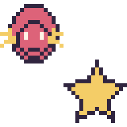 Pixel art Flash mini et Étoile simple 16 × 16, grille 32 × 32