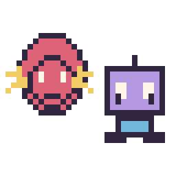 Pixel art Flash mini et Robot kawaii 16 × 16, grille 32 × 32