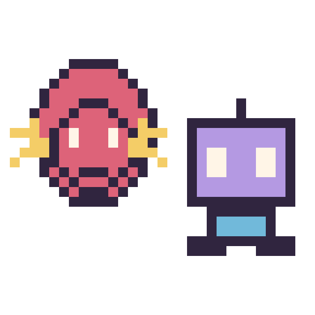 Modèle de pixel art Flash mini et Robot simple 16 × 16 sur une grille de 32 par 32 cases
