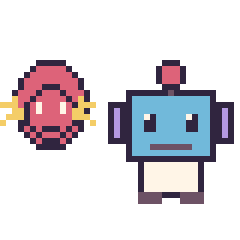 Pixel art Flash mini et Robot, grille 40 × 40