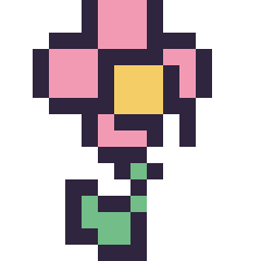 Pixel art Fleur kawaii 16 × 16, grille 16 × 16