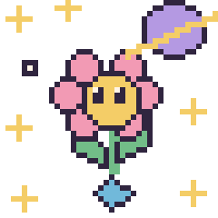 Pixel art Fleur kawaii dans l’espace, grille 40 × 40