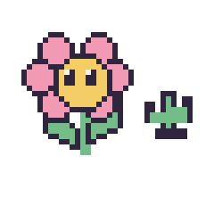 Pixel art Fleur kawaii et Cactus simple 10 × 10, grille 40 × 40