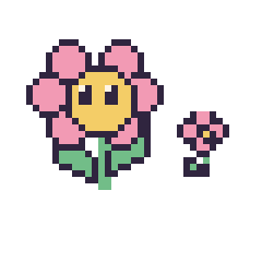 Pixel art Fleur kawaii et Fleur simple 10 × 10, grille 40 × 40