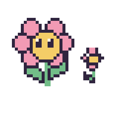 Pixel art Fleur kawaii et Fleur simple 12 × 12, grille 40 × 40
