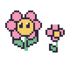Pixel art Fleur kawaii et Fleur simple 16 × 16, grille 40 × 40