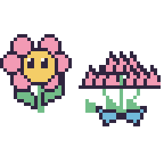 Pixel art Fleur kawaii et Lotus en bouquet, grille 48 × 48