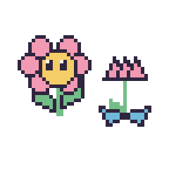 Pixel art Fleur kawaii et Lotus avec un nœud, grille 48 × 48