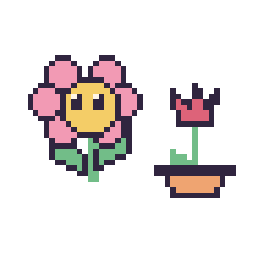 Pixel art Fleur kawaii et Tulipe en pot, grille 48 × 48