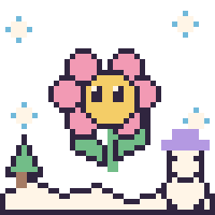 Pixel art Fleur kawaii en hiver, grille 40 × 40