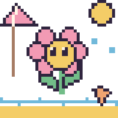 Pixel art Fleur kawaii à la plage, grille 40 × 40