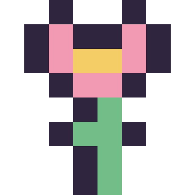 Modèle de pixel art Fleur mini sur une grille de 8 par 8 cases