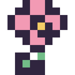 Pixel art Fleur simple 10 × 10, grille 10 × 10