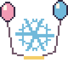 Pixel art Flocon avec des ballons, grille 40 × 40