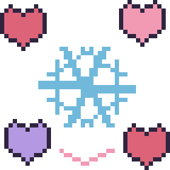 Pixel art Flocon avec des cœurs, grille 40 × 40