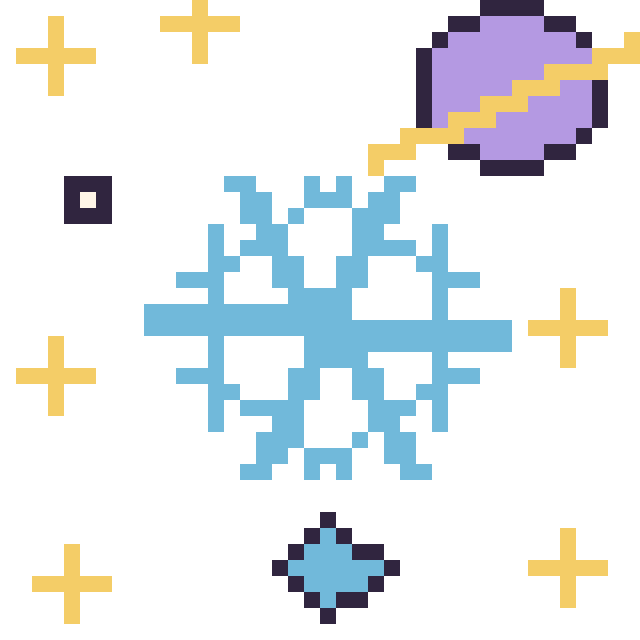 Modèle de pixel art Flocon dans l’espace sur une grille de 40 par 40 cases