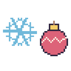 Pixel art Flocon et Boule de Noël, grille 48 × 48
