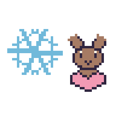 Pixel art Flocon et Renne avec un cœur, grille 48 × 48