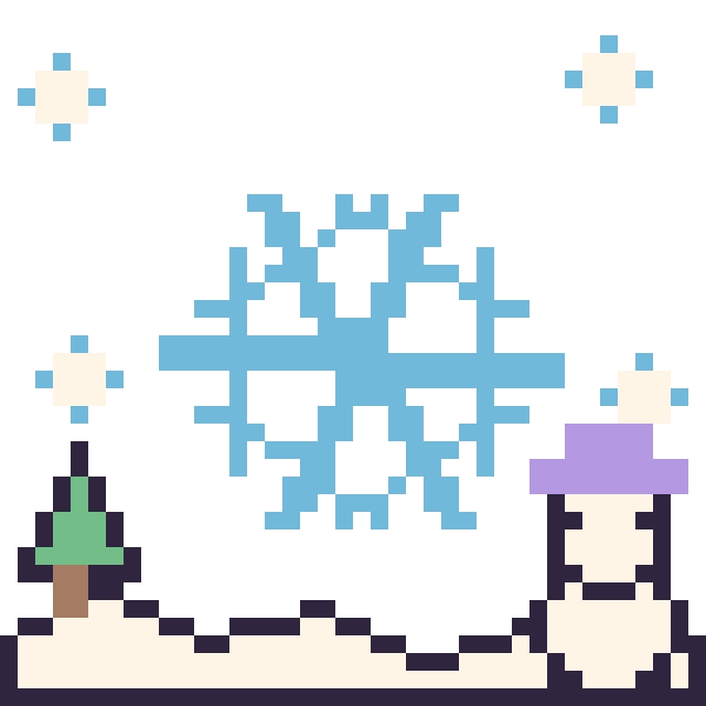 Modèle de pixel art Flocon en hiver sur une grille de 40 par 40 cases
