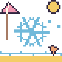 Pixel art Flocon à la plage, grille 40 × 40