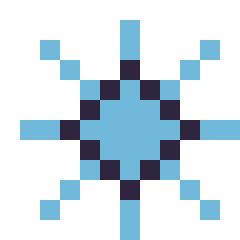 Pixel art Flocon simple 12 × 12, grille 12 × 12