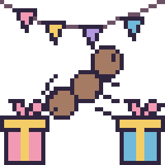 Pixel art Fourmi pour un anniversaire, grille 40 × 40