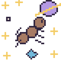 Pixel art Fourmi dans l’espace, grille 40 × 40