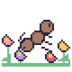 Pixel art Fourmi dans le jardin, grille 40 × 40