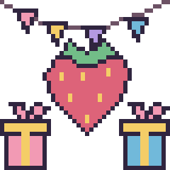Pixel art Fraise pour un anniversaire, grille 40 × 40