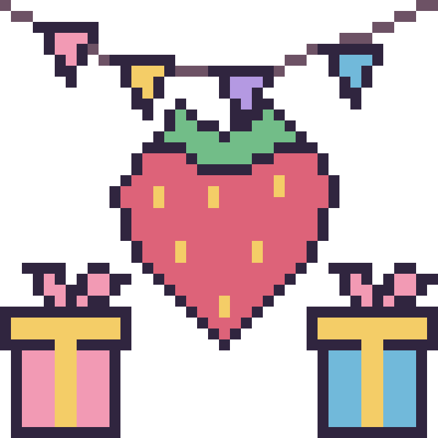Modèle de pixel art Fraise pour un anniversaire sur une grille de 40 par 40 cases