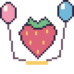 Pixel art Fraise avec des ballons, grille 40 × 40