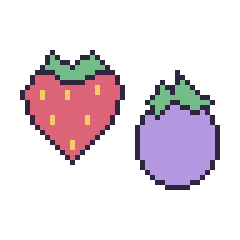 Pixel art Fraise et Aubergine, grille 48 × 48