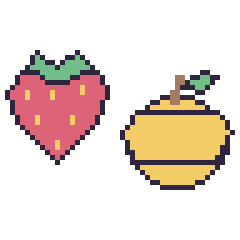Pixel art Fraise et Citron, grille 48 × 48